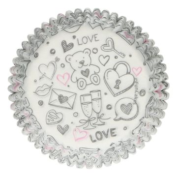 Caissettes à Cupcakes - Love Doodle (48pcs)