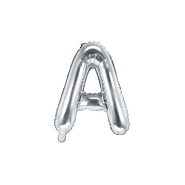 Alu-Buchstabenballon 35cm Silber - A