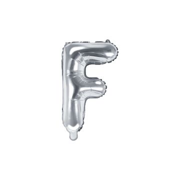 Alu-Buchstabenballon 35cm Silber - F