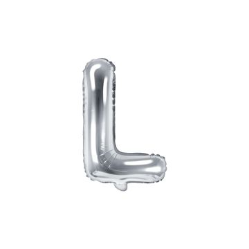 Alu-Buchstabenballon 35cm Silber - L
