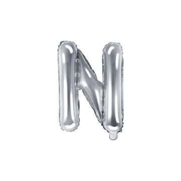 Alu-Buchstabenballon 35cm Silber - N