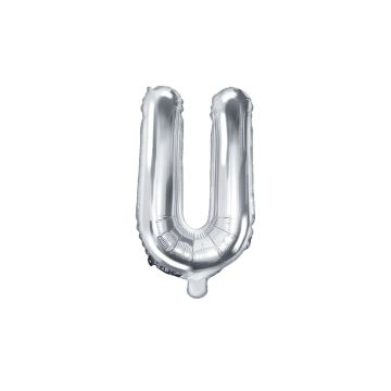 Alu-Buchstabenballon 35cm Silber - U