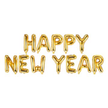 Goldene Alu-Ballons - Happy New Year (46cm)
