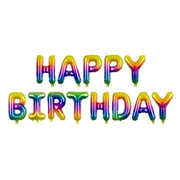 Alu Balloon - Letters Happy Birthday Multicolored