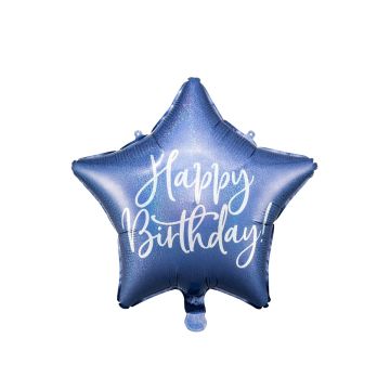 Happy Birthday Balloon Blue Star (40cm)
