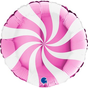 Round Aluminium Balloon - Fuchsia Swirl (45cm)