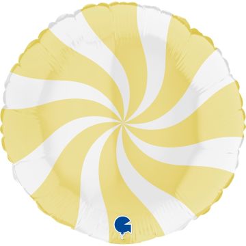 Alu-Ballon Rund - Wirbelwind Weiß Gelb (45cm)