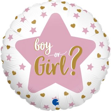 Runder Alu-Ballon - Gender Reveal Girl or Boy? (46cm, 2pcs)