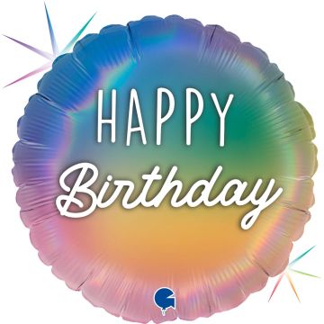 Round Aluminium Balloon - Happy Birthday Multicolor (46cm)