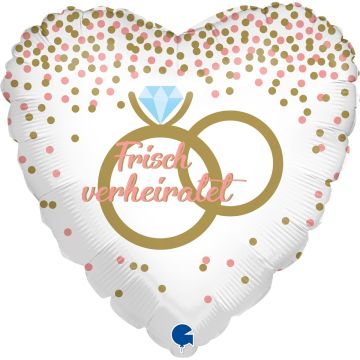 Alu Heart Balloon - Frisch Verheiratet (46cm)