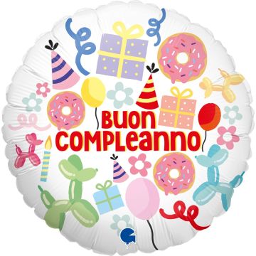 Alu-Ballon Rund - Buon Compleanno Festivo (46cm)