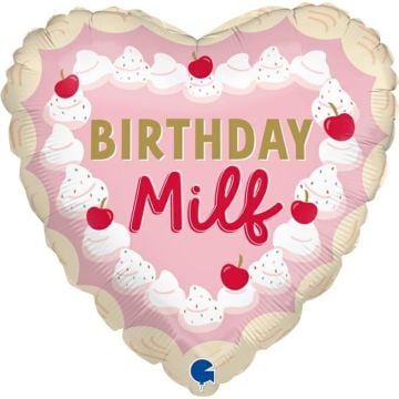 Aluminium-Ballon Herz Birthday Milf