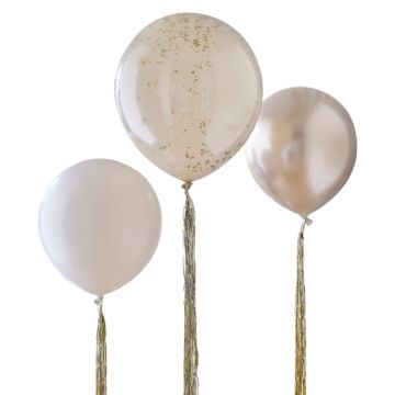 Ballons latex - or et nude avec tassels