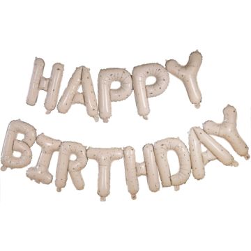 Ballons Alu - Happy Birthday -Crème