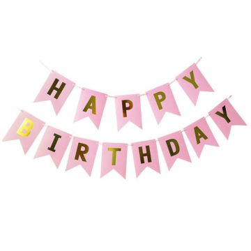 Happy Birthday garland - Pink
