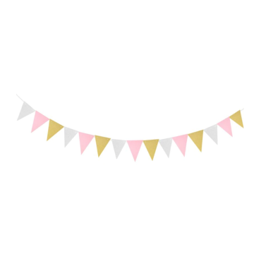 Sequined pennant garland - White Pink Gold