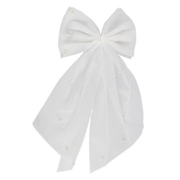 White hair bow with pearl