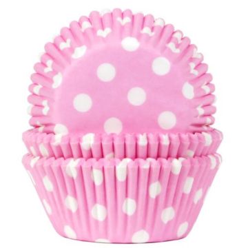 Cupcake-Tüten - Rosa mit Punkten (50St.)
