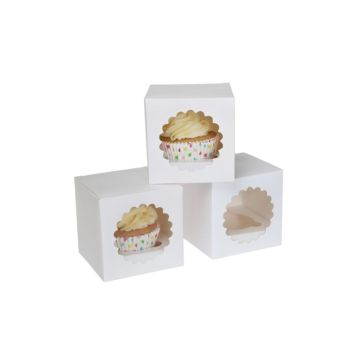 Boîtes à 1 Cupcake - Blanc (3pcs)