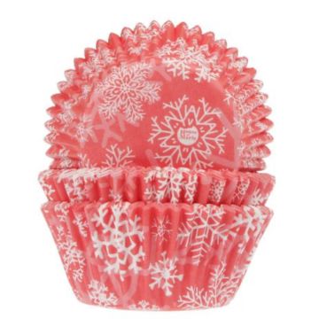 Caissettes à cupcakes - Flocons rouge (50pcs)
