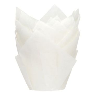 Caissettes tulipe à muffins - Blanc (36pcs)
