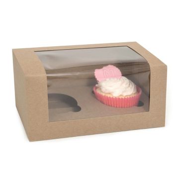 Schachteln für 2 Cupcakes - Kraft (3Stk)