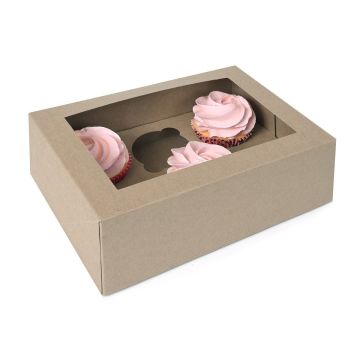 Schachteln für 6 Cupcakes - Kraft (2St.)