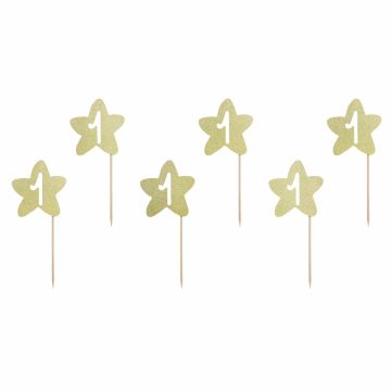 Cupcake-Toppers 1 Jahr Gold Stars