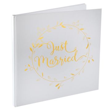 Gästebuch "Just Married" Weiss und Gold