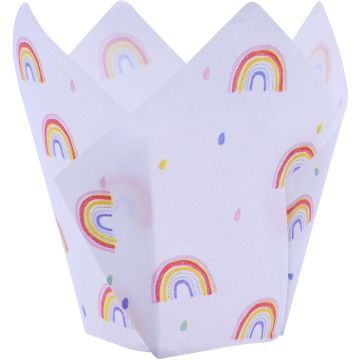Tulpenförmige Muffinbehälter - Regenbogen (24St.)