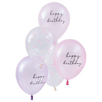 Happy Birthday Balloons - Shell (5pcs)