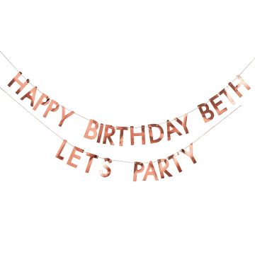 Personalisierte Girlande Happy Birthday Let's Party