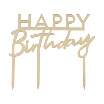 Cake topper Happy Birthday Gold
