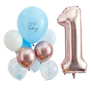 Luftballon-Set 1 Jahr - Blau (10 Stück)