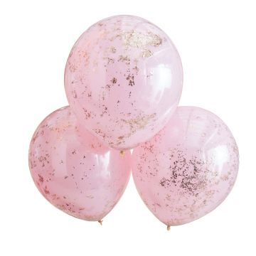 Ballons doublé à confetti Rose RoseGold 45cm (3pcs)