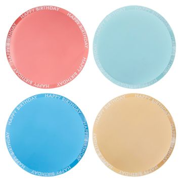 Happy Birthday" plates - Pastel multicolor (8pcs)
