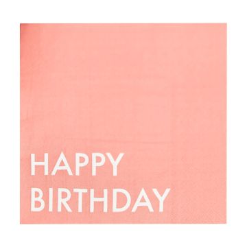 Serviettes - Happy Birthday - Corail