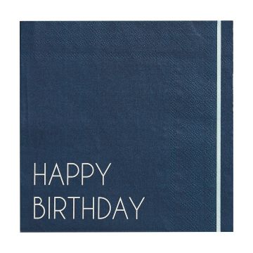 Serviettes - Happy Birthday - Bleu marine
