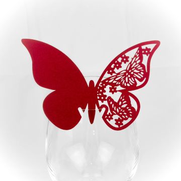 Tischkarte "Schmetterling" Weinrot (10 Stück)