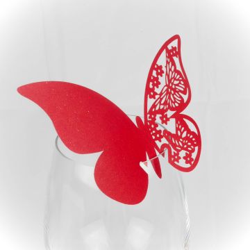 Tischkarte "Schmetterling" Rot (10 Stück)