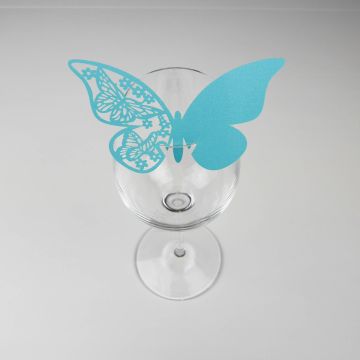 Tischkarte "Schmetterling" Türkis (10 Stück)
