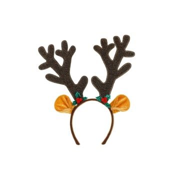 Serre-tête bois de renne avec oreilles et houx