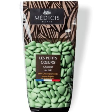 Dragées Chocolat Mini-coeurs Vert Sauge (250g)