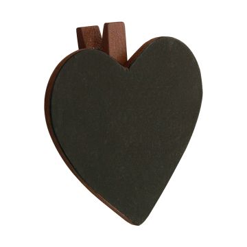 Schiefertafel Herz auf Klemme Schokolade (6Stk)