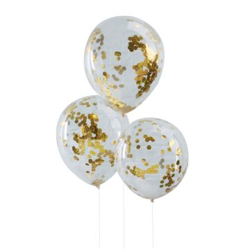 Konfetti Ballons - Gold (5 Stück)