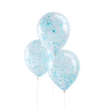 Ballons confettis bleus (5 pcs)