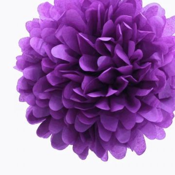 Pompon aus Papier Violett - 25cm