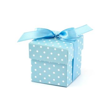 Blue wedding favors box with dots (10pcs)