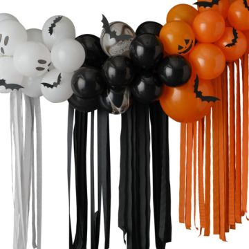 Arche de ballons - Noir, blanc, orange (50pcs)