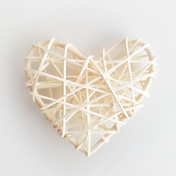 Coeur en rotin Blanc (9cm, 3pcs)